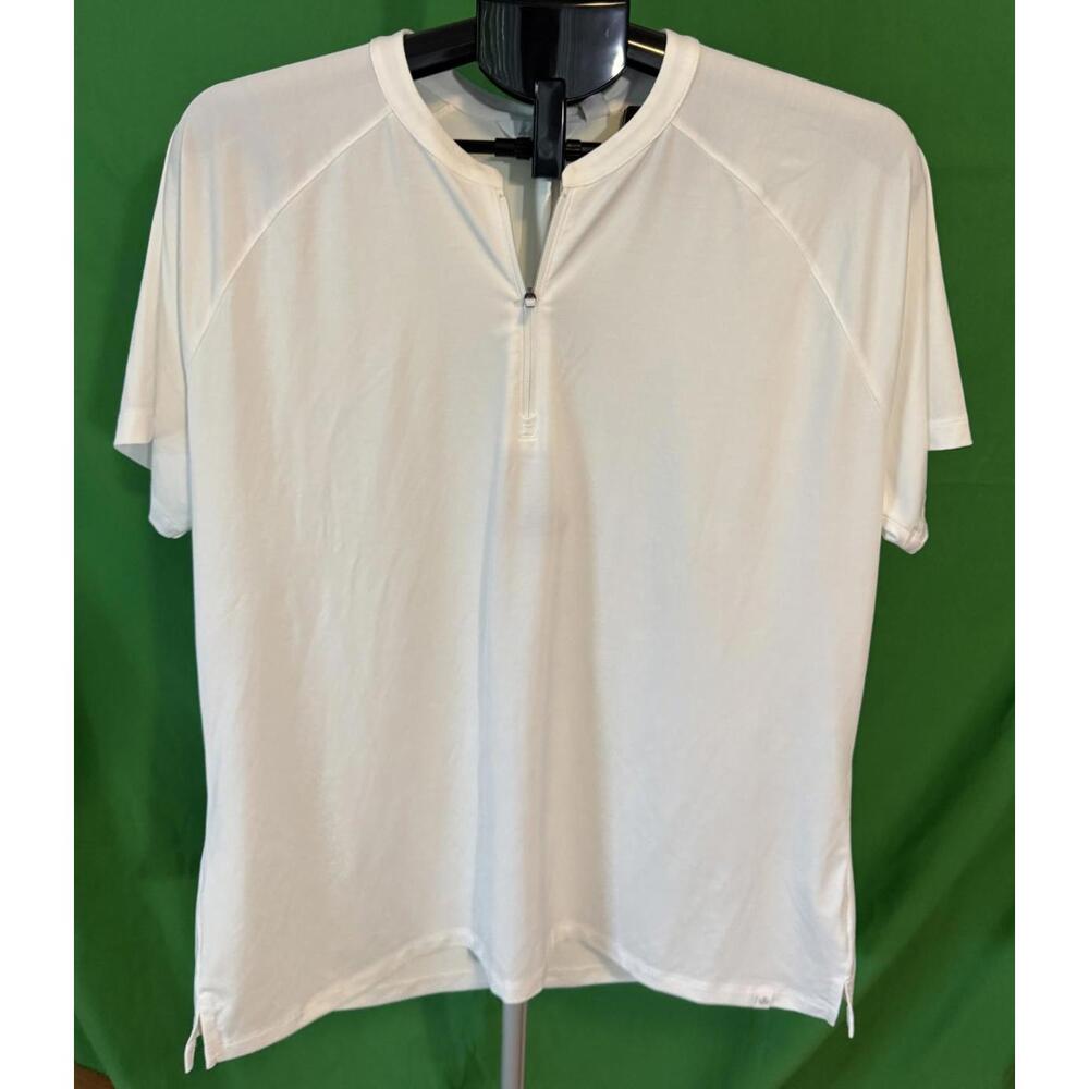 Lady Hagen Pure White Womens Zip UPF 50+ Short Sleeve Golf Polo Shirt XXL NEW